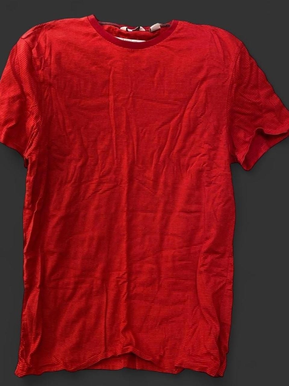 Calvin Klein Red w/ Black Stripes Short Sleeve Crewneck Tee